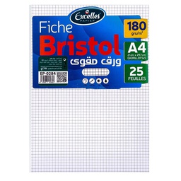 [PABRA4QUCOEX20F] - PAPIER BRISTOL A4 QUADRILLES 4 COULEURS EXCELLES 20F EP-0077